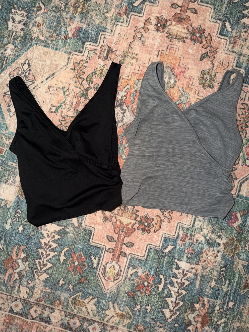 PINK Victoria's Secret Black & Gray Wrap Crop Tops